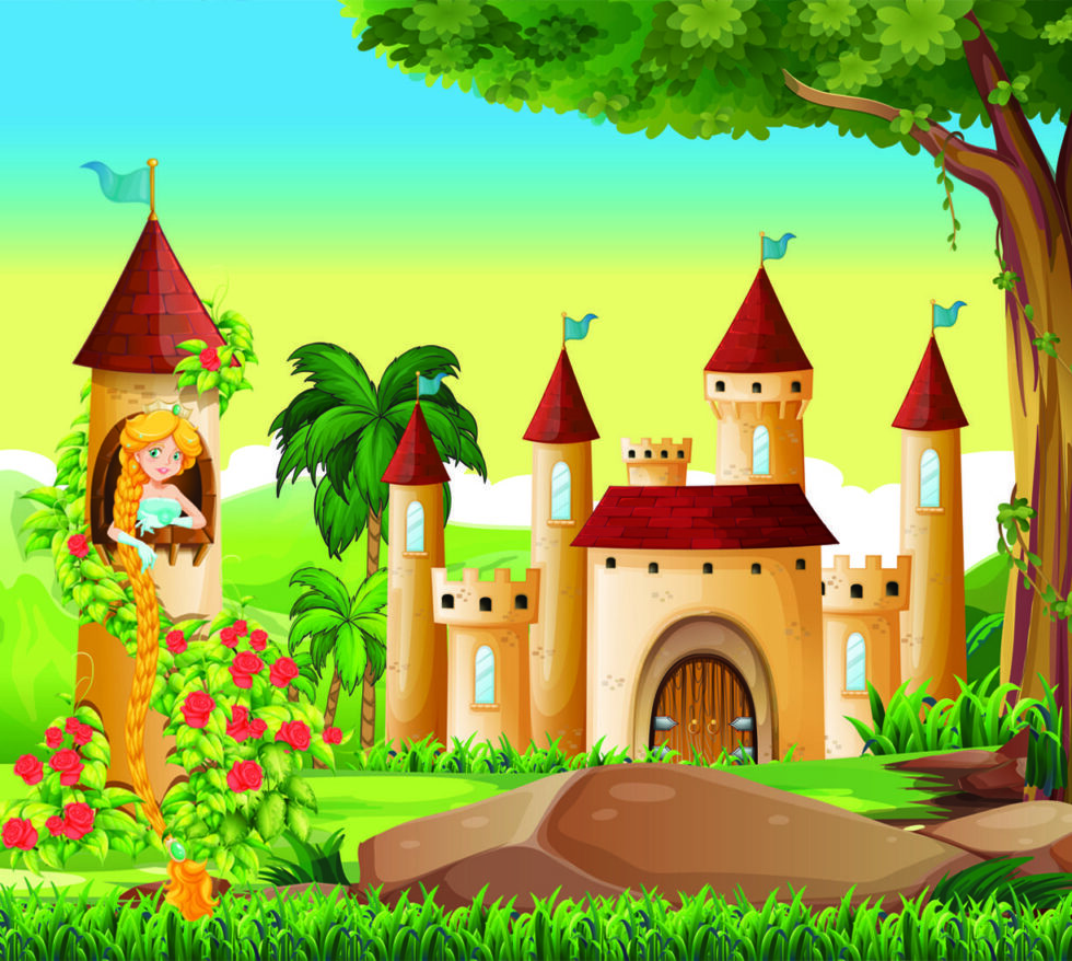 Code M1035 - Cartoon Castle Kids Mural Wallpaper - Image 2