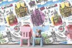 City Map Kids MURAL WALLPAPER, Available in Various Paper Texture, Code M1036. It is Produced as 105 CM WIDE ROLL PANELS. - Image 2