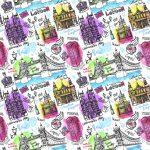 City Map Kids, VINYL FABRIC TEXTILE Wall Mural in Different Texture, Code M1036. It is produced as ONE PIECE WITHOUT JOINT.