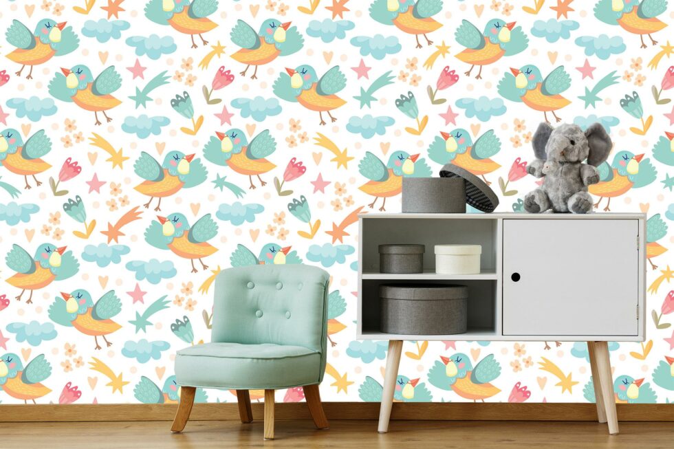 Code M1037 - Happy Birds Kids Mural Wallpaper