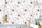 Pink Flower Kids MURAL WALLPAPER, Available in Various Paper Texture, Code M1038. It is Produced as 105 CM WIDE ROLL PANELS. - Image 2
