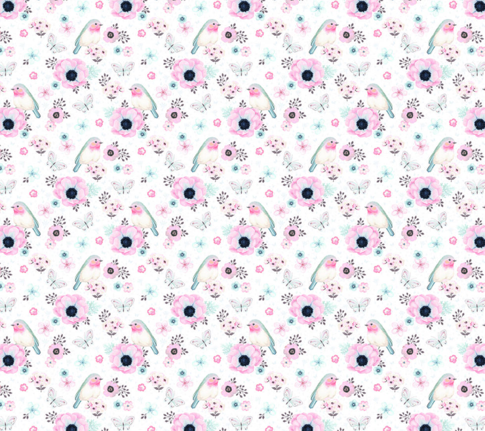 Code M1038 - Pink Flower Kids Mural Wallpaper - Image 2