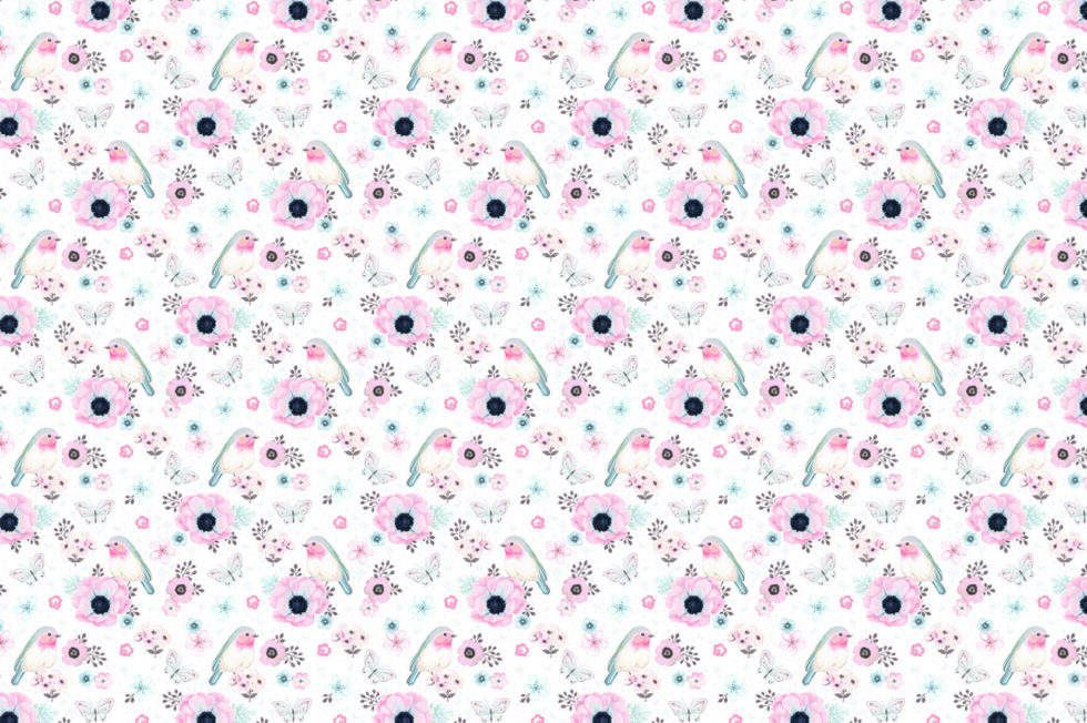 Code M1038 - Pink Flower Kids Mural Wallpaper - Image 3