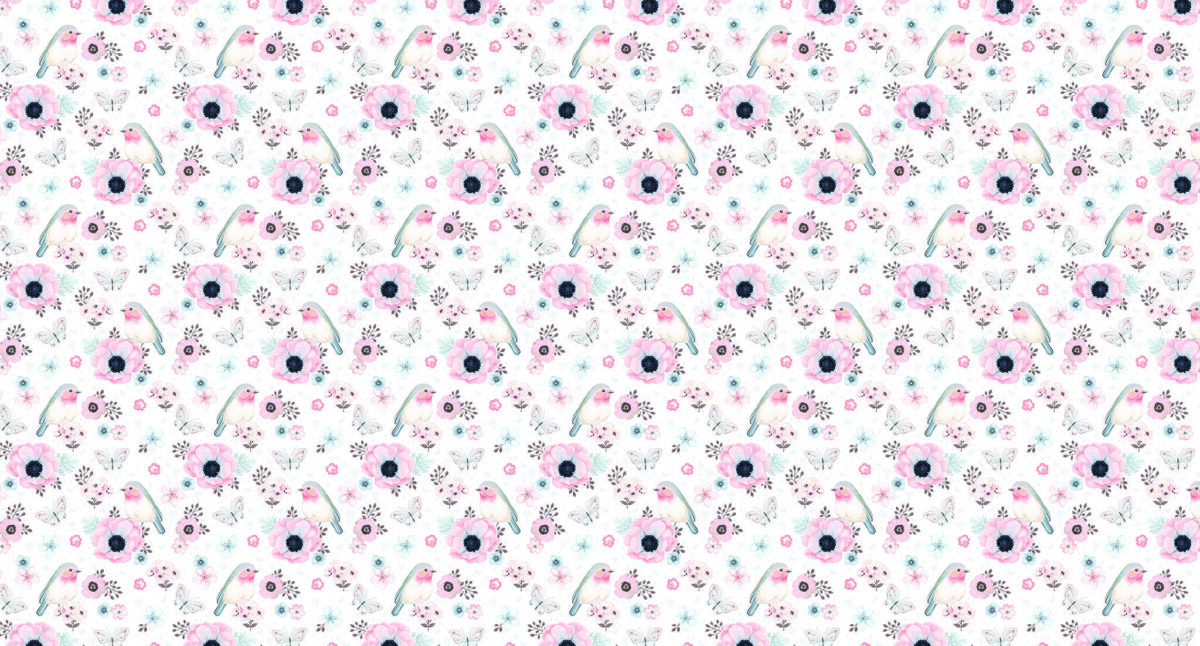 Pink Flower Kids MURAL WALLPAPER, Available in Various Paper Texture, Code M1038. It is Produced as 105 CM WIDE ROLL PANELS. - Image 1