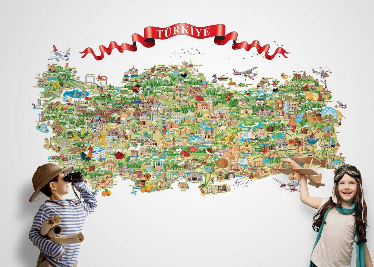 Turkey Map MURAL WALLPAPER, Available in Various Paper Texture, Code M705. It is Produced as 105 CM WIDE ROLL PANELS. - Image 2