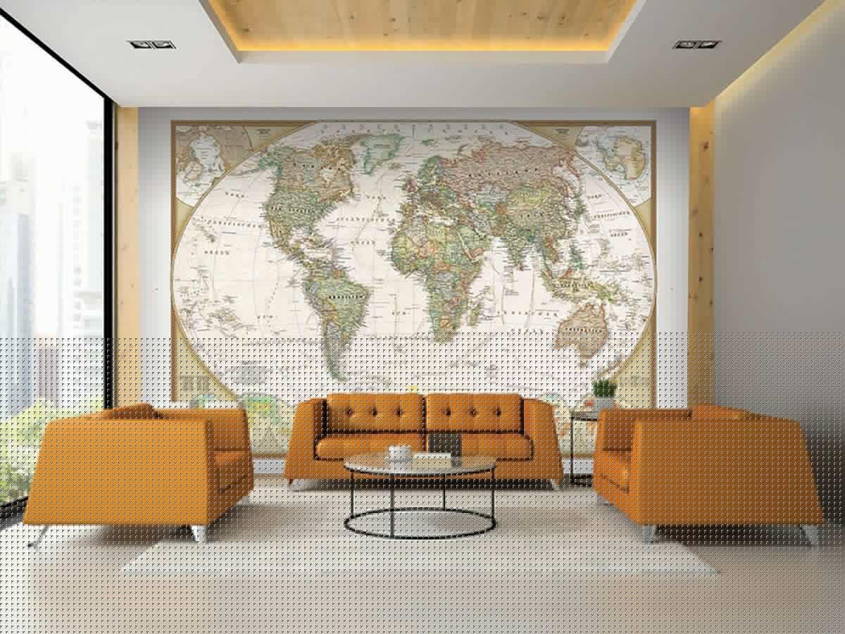 World Map MURAL WALLPAPER, Available in Various Paper Texture, Code M900. It is Produced as 105 CM WIDE ROLL PANELS. - Image 2