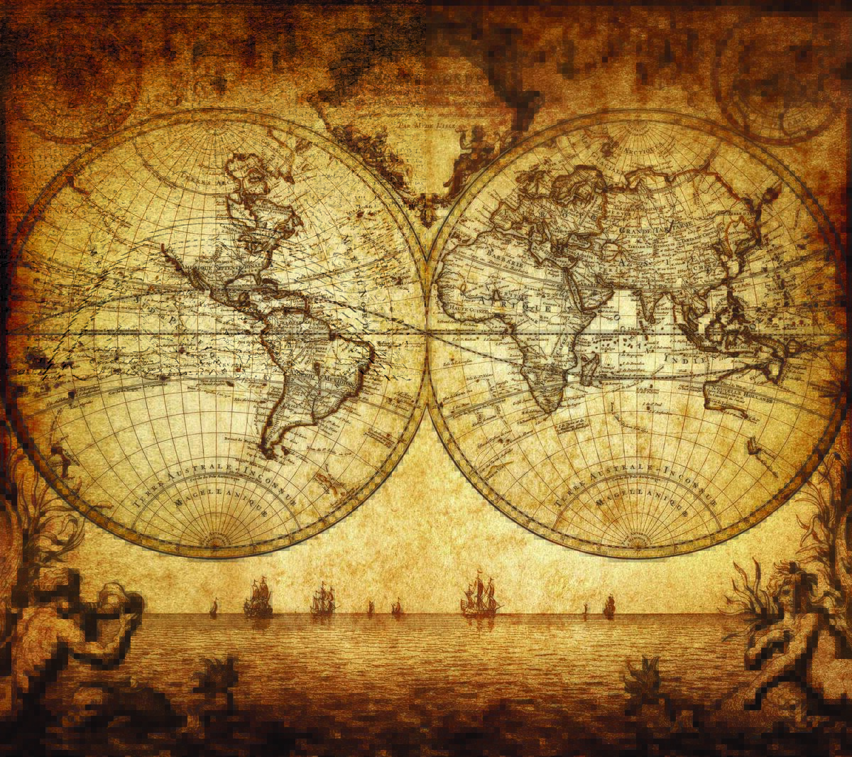 World Map MURAL WALLPAPER, Available in Various Paper Texture, Code M902. It is Produced as 105 CM WIDE ROLL PANELS. - Image 1