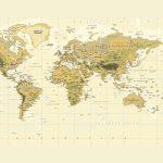 World Map MURAL WALLPAPER, Available in Various Paper Texture, Code M903. It is Produced as 105 CM WIDE ROLL PANELS.