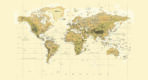 World Map, VINYL FABRIC TEXTILE Wall Mural in Different Texture, Code M903. It is produced as ONE PIECE WITHOUT JOINT.