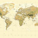 World Map, VINYL FABRIC TEXTILE Wall Mural in Different Texture, Code M903. It is produced as ONE PIECE WITHOUT JOINT.