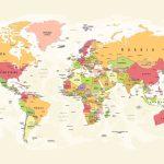 World Map MURAL WALLPAPER, Available in Various Paper Texture, Code M904. It is Produced as 105 CM WIDE ROLL PANELS.