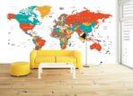 World Map MURAL WALLPAPER, Available in Various Paper Texture, Code M905. It is Produced as 105 CM WIDE ROLL PANELS. - Image 2