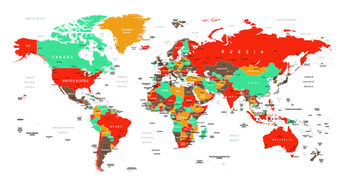 World Map MURAL WALLPAPER, Available in Various Paper Texture, Code M905. It is Produced as 105 CM WIDE ROLL PANELS. - Image 1