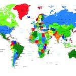 World Map, VINYL FABRIC TEXTILE Wall Mural in Different Texture, Code M906. It is produced as ONE PIECE WITHOUT JOINT.