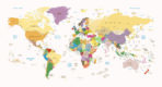 World Map MURAL WALLPAPER, Available in Various Paper Texture, Code M908. It is Produced as 105 CM WIDE ROLL PANELS.