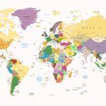 World Map MURAL WALLPAPER, Available in Various Paper Texture, Code M908. It is Produced as 105 CM WIDE ROLL PANELS.
