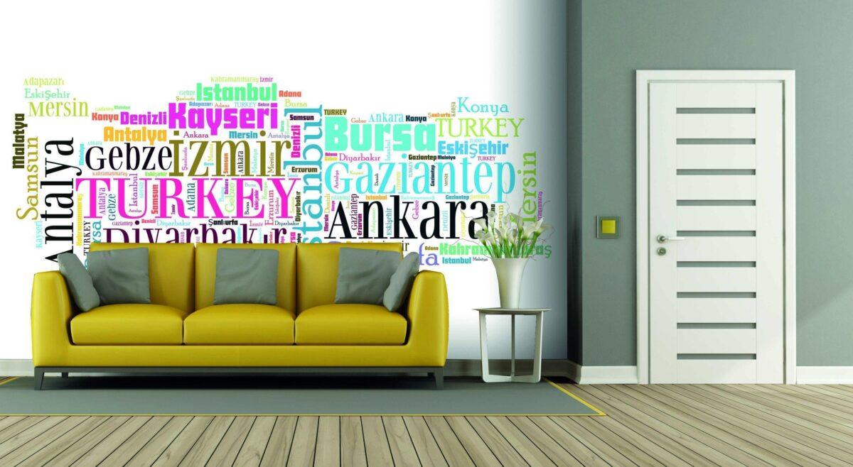 Turkey Graphic MURAL WALLPAPER, Available in Various Paper Texture, Code M911. It is Produced as 105 CM WIDE ROLL PANELS. - Image 2