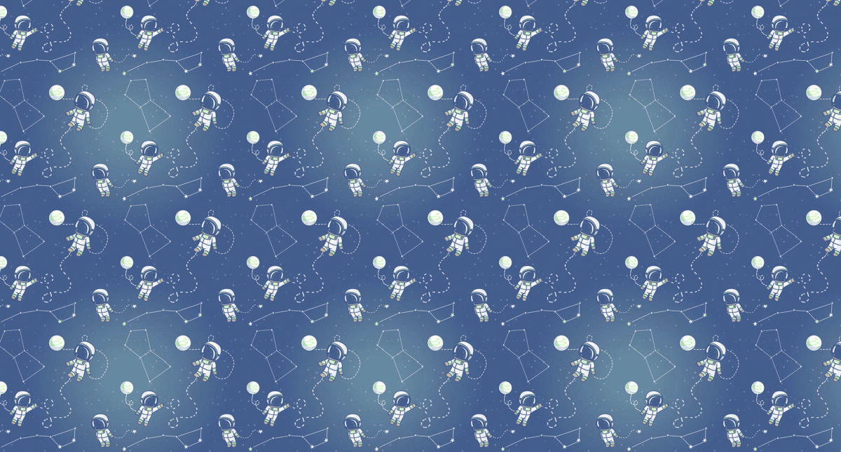 Astronaut Kids MURAL WALLPAPER, Available in Various Paper Texture, Code M941. It is Produced as 105 CM WIDE ROLL PANELS. - Image 1