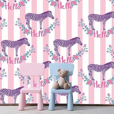 Code M942 - Baby Zebra Kids Mural Wallpaper