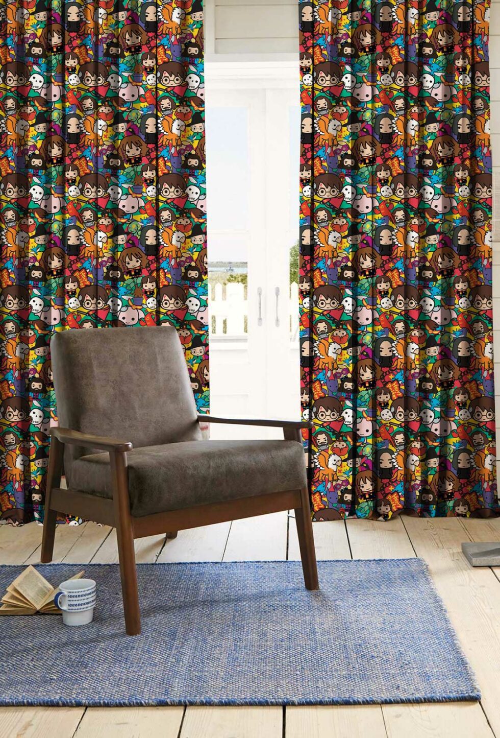 Code P355 - Lined Eyelet LINEN BLACKOUT Curtain Multicoloured - Image 2