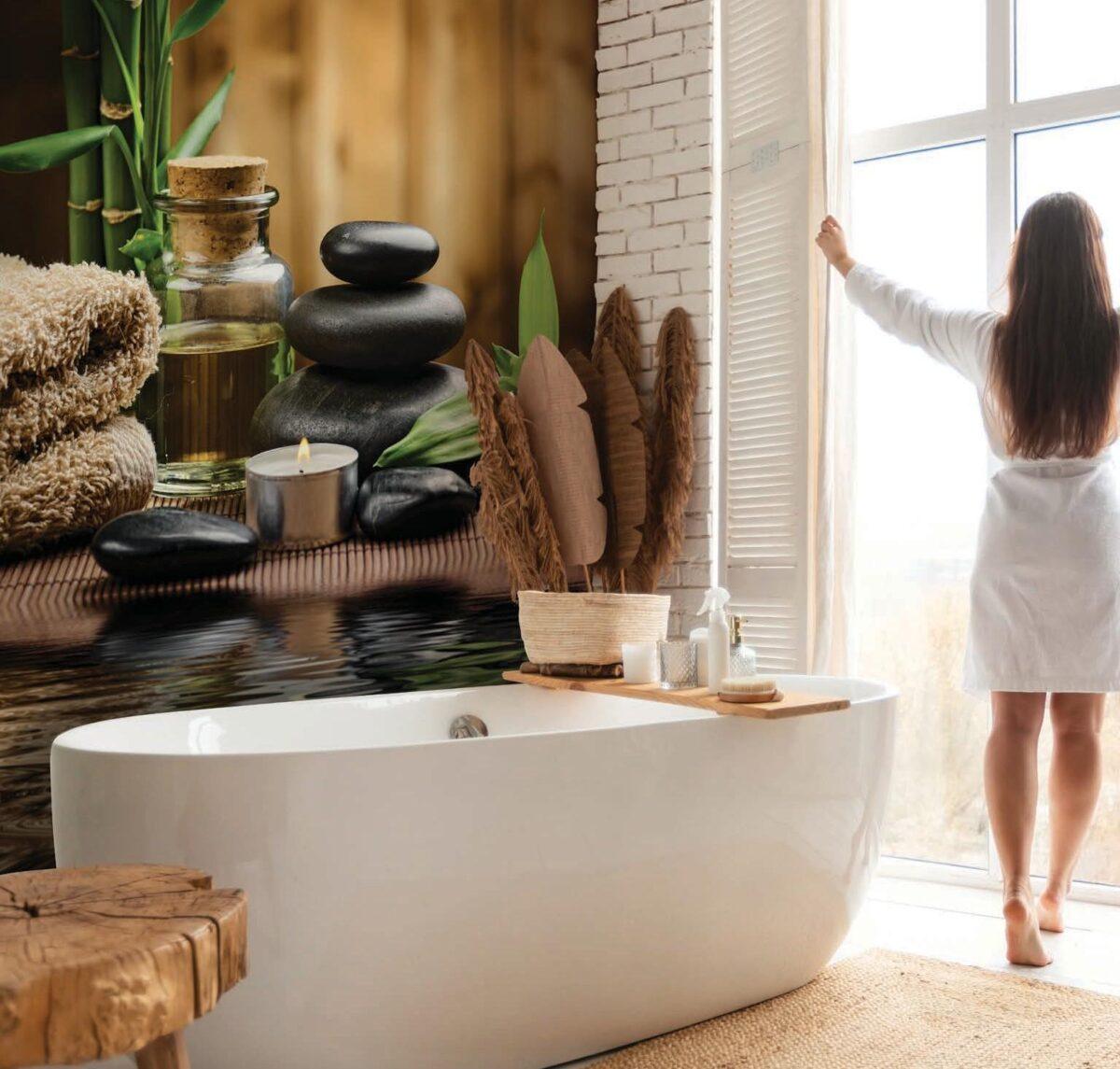 SPA Center MURAL WALLPAPER, Available in Various Paper Texture, Code S104. 105 CM WIDE ROLL PANELS. - Image 2