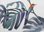 Monkey and Birds Design, VINYL FABRIC TEXTILE Wall Mural in Different Texture, Code FJ300.  It is produced as ONE PIECE WITHOUT JOINT. - Image 3