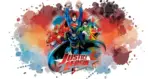 JUSTICE LEAGUE MURAL WALLPAPER, Available in Various Paper Texture, Code WB2010. 105 CM WIDE ROLL PANELS.