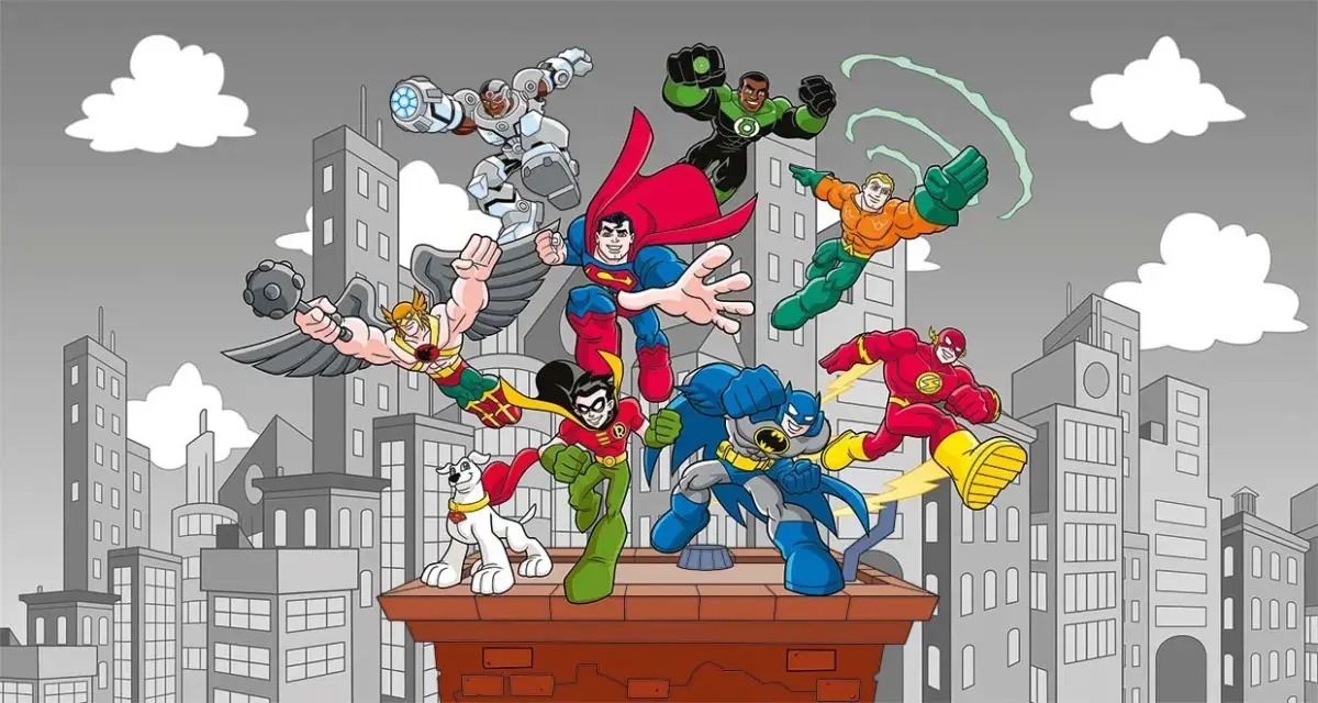 JUSTICE LEAGUE MURAL WALLPAPER, Available in Various Paper Texture, Code WB2011. 105 CM WIDE ROLL PANELS. - Image 1