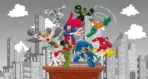 JUSTICE LEAGUE MURAL WALLPAPER, Available in Various Paper Texture, Code WB2011. 105 CM WIDE ROLL PANELS.