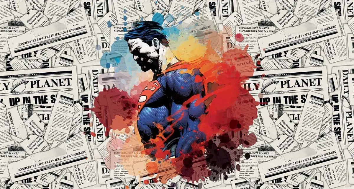 SUPERMAN MURAL WALLPAPER, Available in Various Paper Texture, Code WB2034. 105 CM WIDE ROLL PANELS. - Image 1
