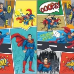 SUPERMAN, VINYL FABRIC TEXTILE Wall Mural in Different Texture, Code WB2035. It is produced as ONE PIECE WITHOUT JOINT.
