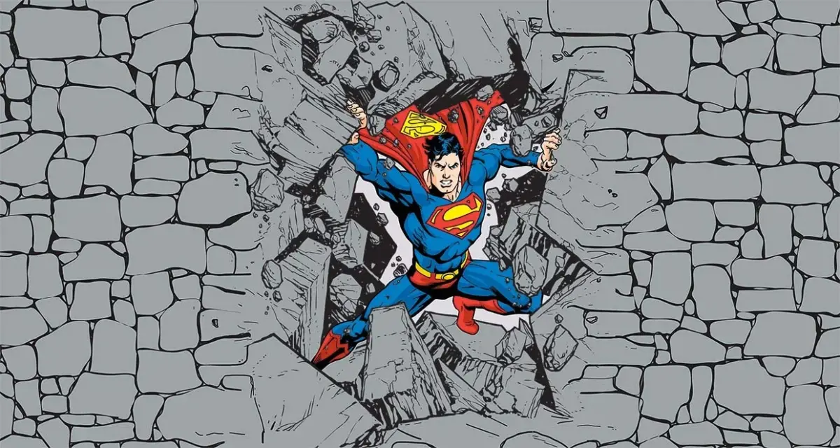SUPERMAN MURAL WALLPAPER, Available in Various Paper Texture, Code WB2040. 105 CM WIDE ROLL PANELS. - Image 1