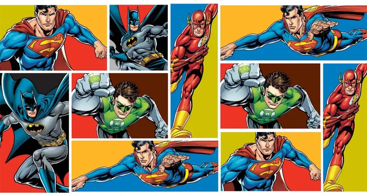 JUSTICE LEAGUE MURAL WALLPAPER, Available in Various Paper Texture, Code WB2041. 105 CM WIDE ROLL PANELS. - Image 1
