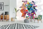 JUSTICE LEAGUE VINYL FABRIC TEXTILE Wall Mural in Different Texture, Code WB2051. It is produced as ONE PIECE WITHOUT JOINT. - Image 2