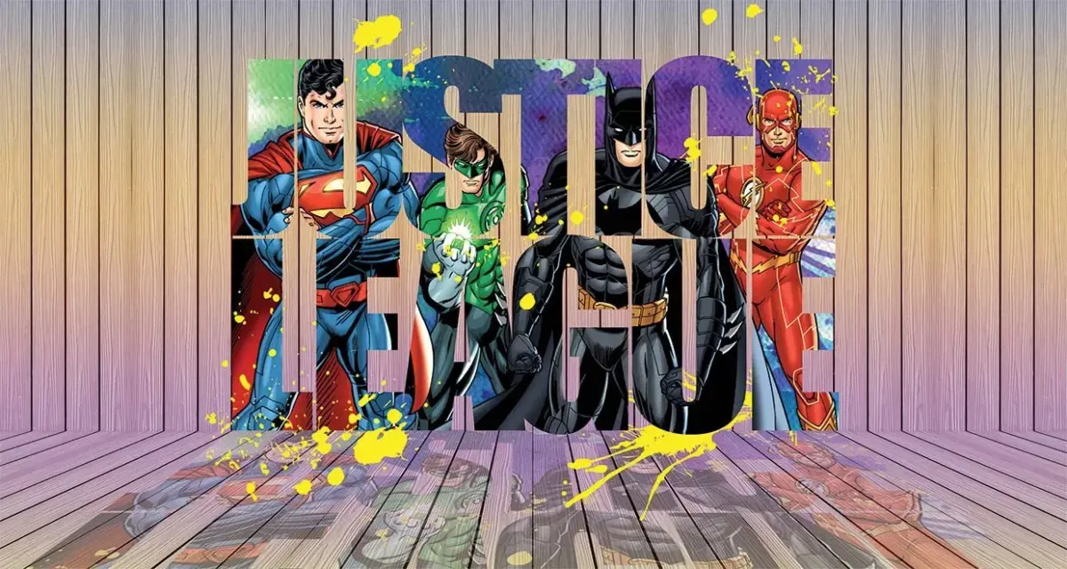 JUSTICE LEAGUE MURAL WALLPAPER, Available in Various Paper Texture, Code WB2056. 105 CM WIDE ROLL PANELS. - Image 1