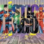 JUSTICE LEAGUE MURAL WALLPAPER, Available in Various Paper Texture, Code WB2056. 105 CM WIDE ROLL PANELS.