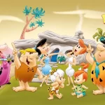 THE FLINTSTONES, VINYL FABRIC TEXTILE Wall Mural in Different Texture, Code WB2120. It is produced as ONE PIECE WITHOUT JOINT.