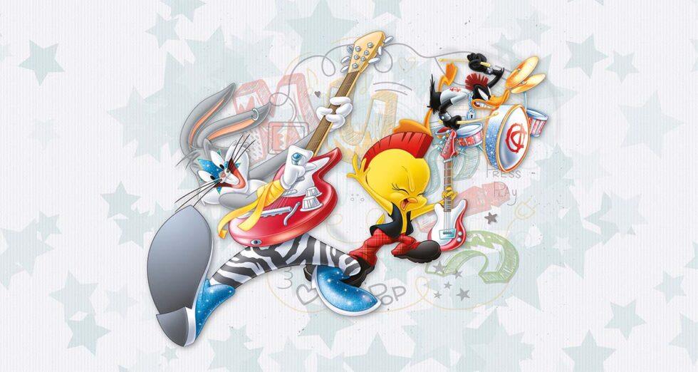 LOONEY TUNES, VINYL FABRIC TEXTILE Wall Mural in Different Texture, Code WB2123. It is produced as ONE PIECE WITHOUT JOINT.