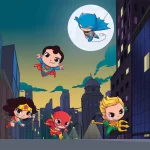 DC SUPER FRIENDS VINYL FABRIC TEXTILE Wall Mural in Different Texture, Code WB2157. It is produced as ONE PIECE WITHOUT JOINT.