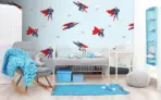 SUPERMAN, VINYL FABRIC TEXTILE Wall Mural in Different Texture, Code WB2160. It is produced as ONE PIECE WITHOUT JOINT. - Image 2
