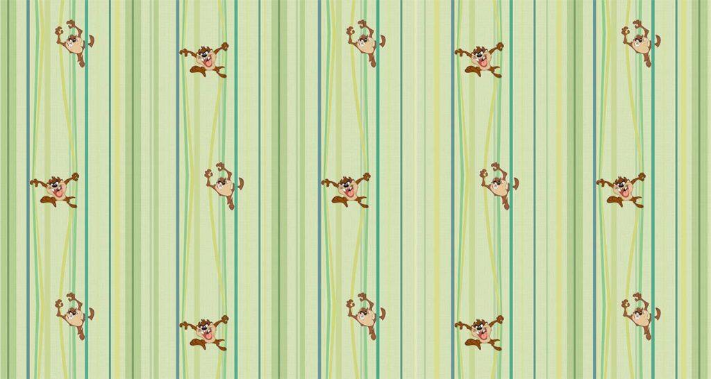 LOONEY TUNES, VINYL FABRIC TEXTILE Wall Mural in Different Texture, Code WB2164. It is produced as ONE PIECE WITHOUT JOINT.