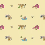 THE FLINTSTONES, VINYL FABRIC TEXTILE Wall Mural in Different Texture, Code WB2165. It is produced as ONE PIECE WITHOUT JOINT.