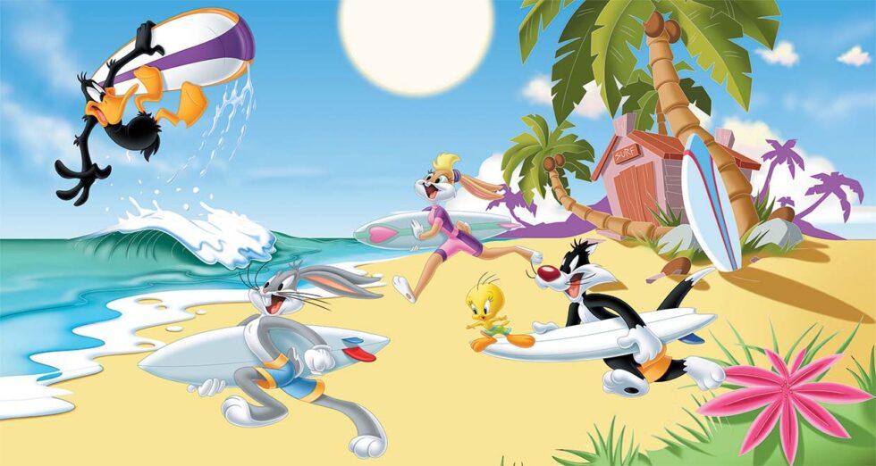 LOONEY TUNES, VINYL FABRIC TEXTILE Wall Mural in Different Texture, Code WB2169. It is produced as ONE PIECE WITHOUT JOINT.