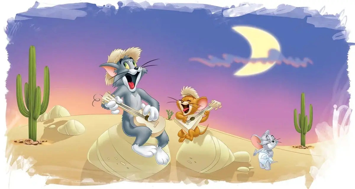 TOM AND JERRY, VINYL FABRIC TEXTILE Wall Mural in Different Texture, Code WB2171. It is produced as ONE PIECE WITHOUT JOINT. - Image 1