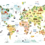 MAPS MURAL WALLPAPER, Available in Various Paper Texture, Code WB2173. 105 CM WIDE ROLL PANELS.
