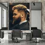 Barber Shop MURAL WALLPAPER, Available in Various Paper Texture, Code B164. 105 CM WIDE ROLL PANELS.