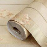 Striped wallpaper with neoclassical discreet ornament Beige Code 7804-4