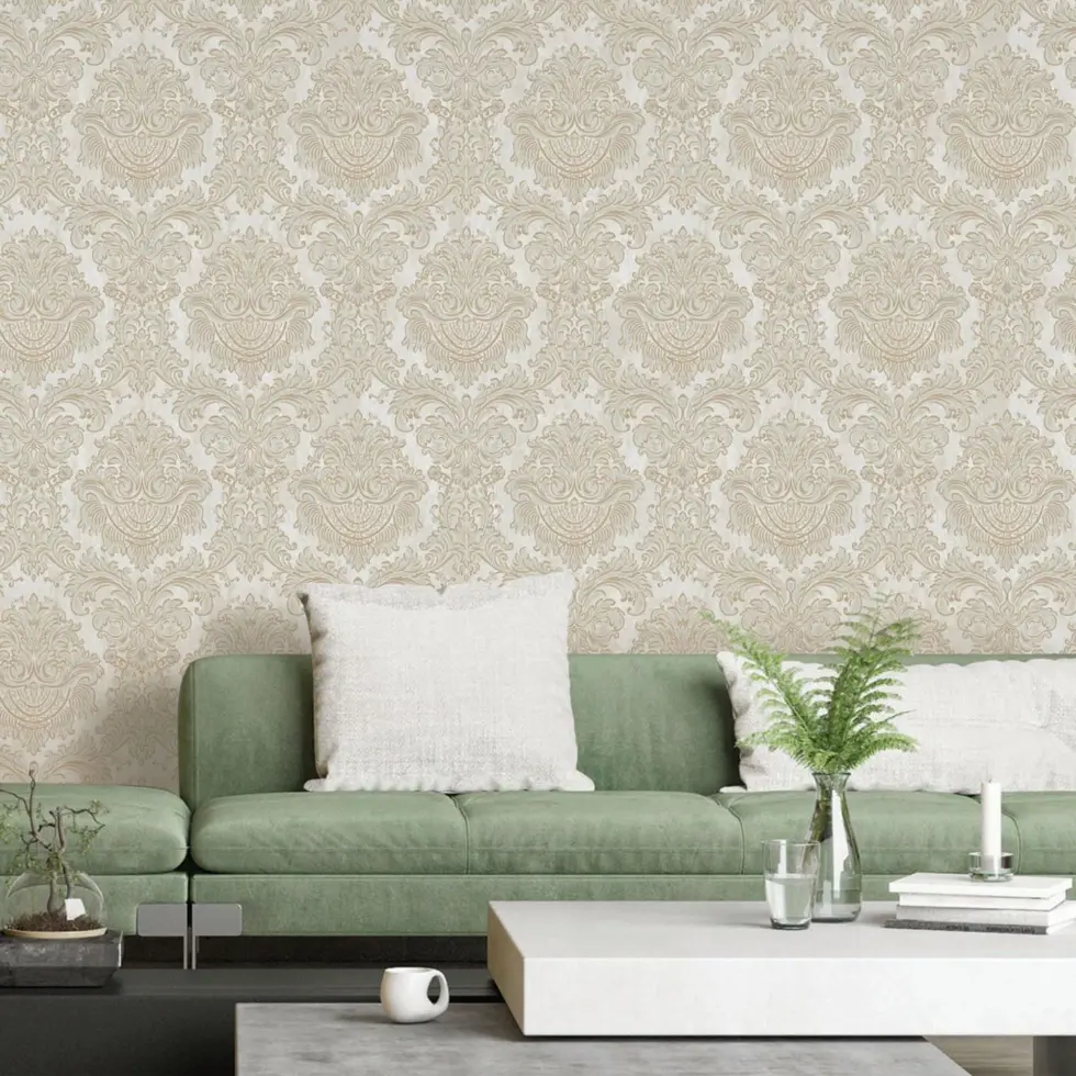 Rich baroque damask pattern wallpaper Beige Code 7807-1 - Image 2