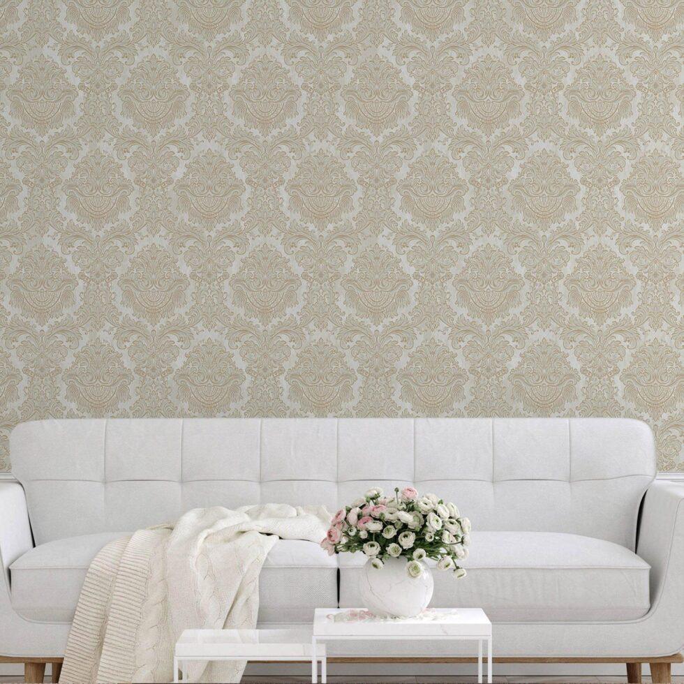 Rich baroque damask pattern wallpaper Beige Code 7807-1 - Image 6