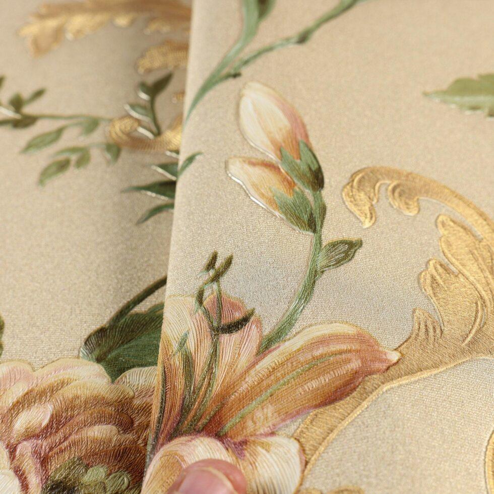 Floral damask with blooming roses ornament wallpaper Beige Code 7803-4 - Image 5